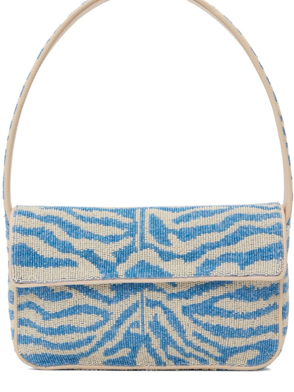Staud Off-White & Blue Tommy Beaded Bag - Like New